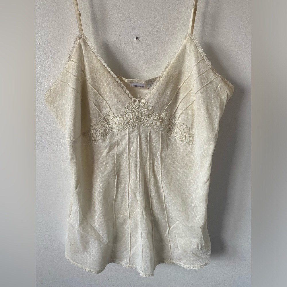 Cream Lace Trim Cami Top